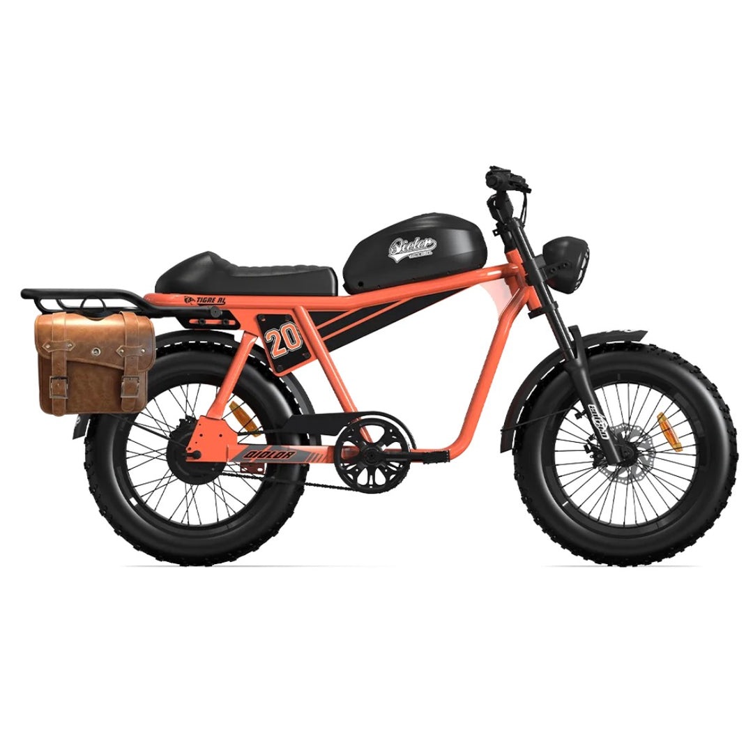 Qiolor| Tiger RL Cafe Racer Style, 28MPH, 400lb Cap Fat Tire E-Moped