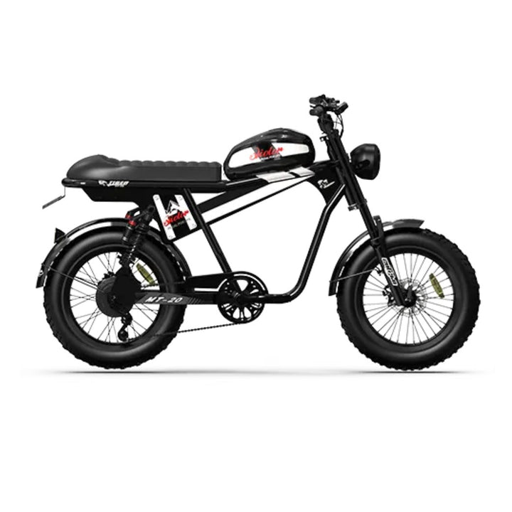 Qiolor| Tiger Plus Cafe Racer Style, 26MPH, 400lb Cap Fat Tire E-Moped