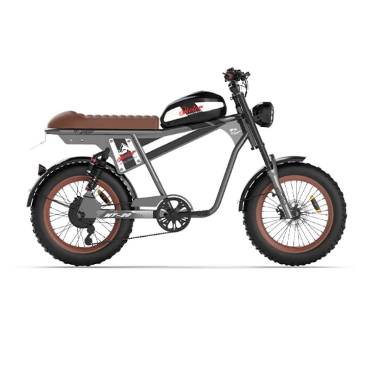 Qiolor| Tiger Plus Cafe Racer Style, 26MPH, 400lb Cap Fat Tire E-Moped