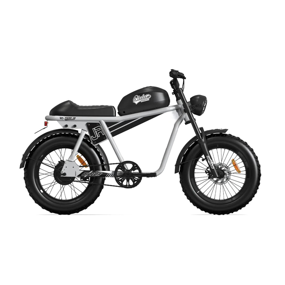 Qiolor Tiger JR| Cafe Racer Style, 24MPH, 400lb Cap Fat Tire E-Moped - EBike Haul