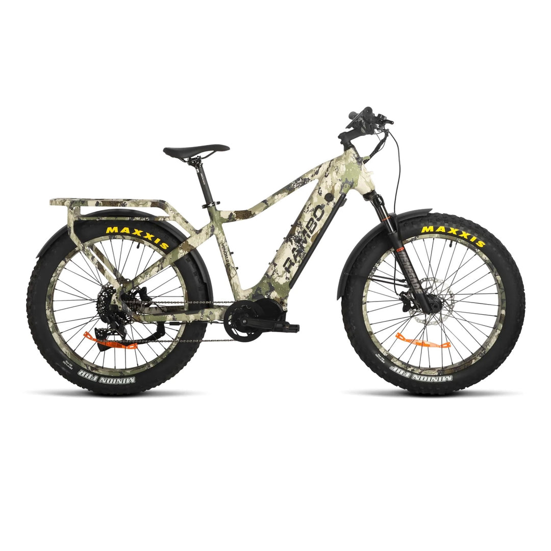 RAMBO Venom 2.0 |1000W Mid-Drive, 4.8" Fat Tires Electric Hunting Bike