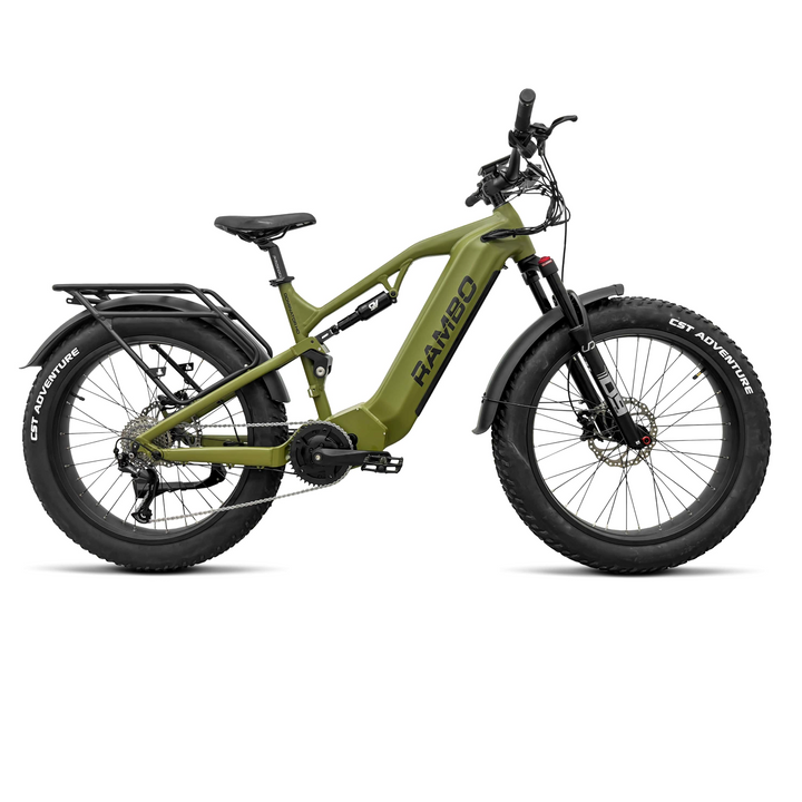 RAMBO Dominator HD| 1000W Mid-Drive Full Suspension Fat Tire Electric Bike