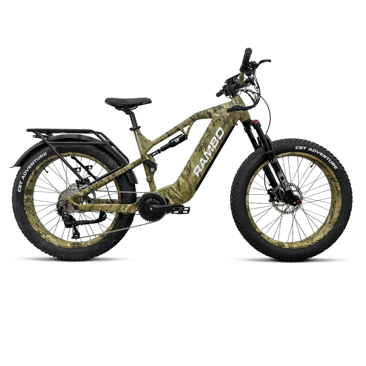 RAMBO Dominator HD| 1000W Mid-Drive Full Suspension Fat Tire Electric Bike