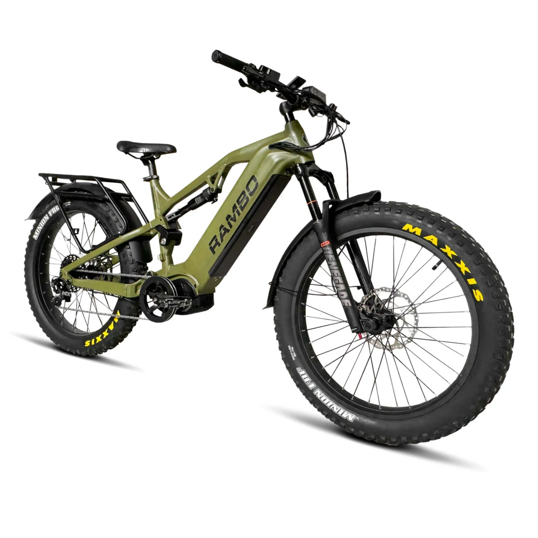 RAMBO Dominator HD| 1000W Mid-Drive Full Suspension Fat Tire Electric Bike