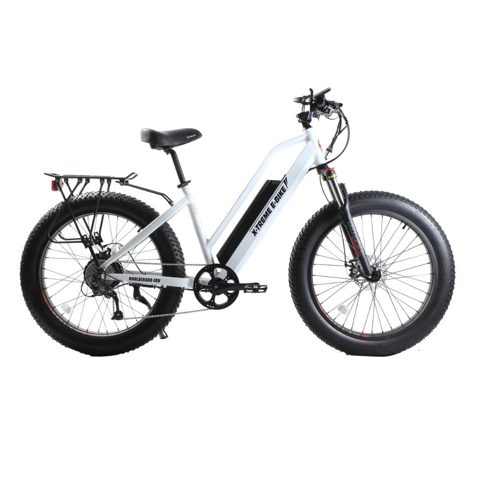 X-Treme Boulderado 48 Volt 10 Amp Fat Tire Step-Through Electric Mountain Bike
