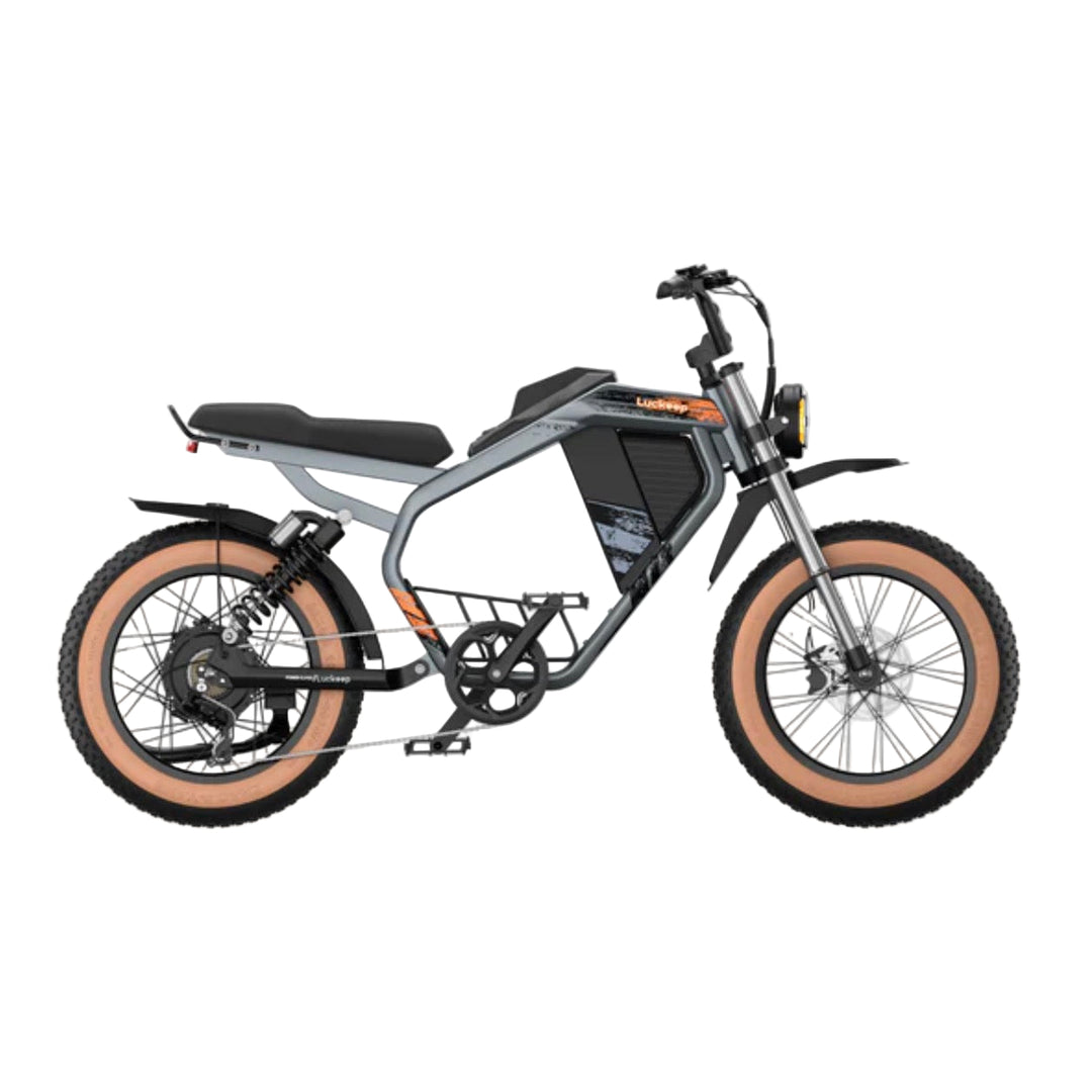 Electric bike with brown tires on a white background