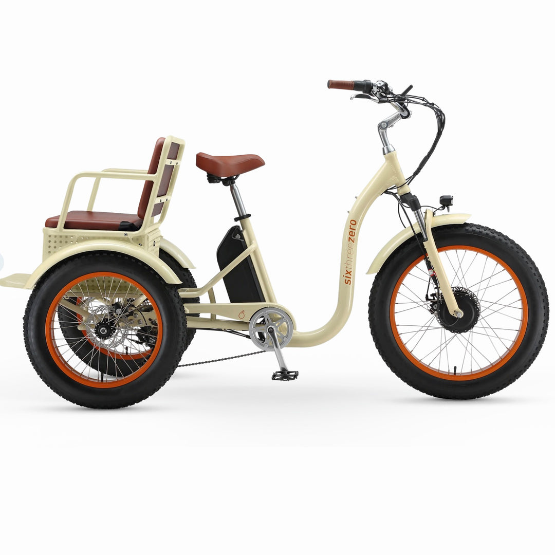 Sixthreezero Simple Step Thru Fat Tire 3 Wheel Electric Bike Rear Seat