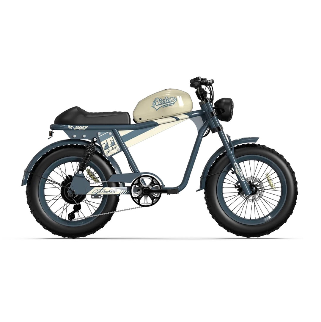 Qiolor Tiger RE| Cafe Racer Style, 26MPH, 400lb Cap Fat Tire E-Moped