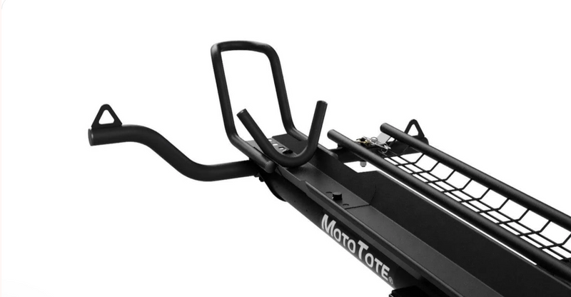 StableStop Chock: Adjustable two-piece front tire mount locks tires up to 4.75" (120 mm) wide into track, maximizes support, and helps balance the bike upright while securing tie-downs.
