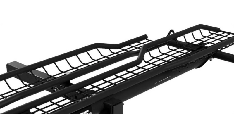 WebGrip Track:  Woven steel track reduces carrier weight, secures rear tires up to 8.5" (215 mm) and accommodates up to a 65" (165 cm) wheelbase.