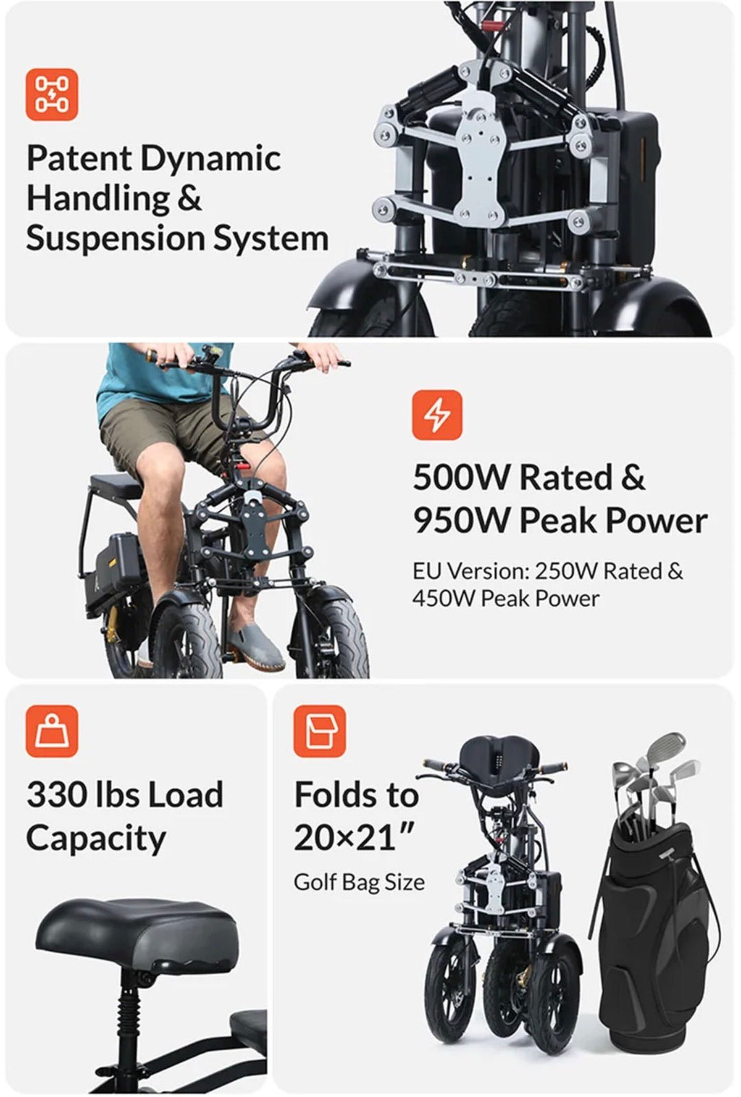 Afreda S8 Stable 3-Wheel Foldable Electric Scooter with App Control Electric Scooters 500W Standard Version 5