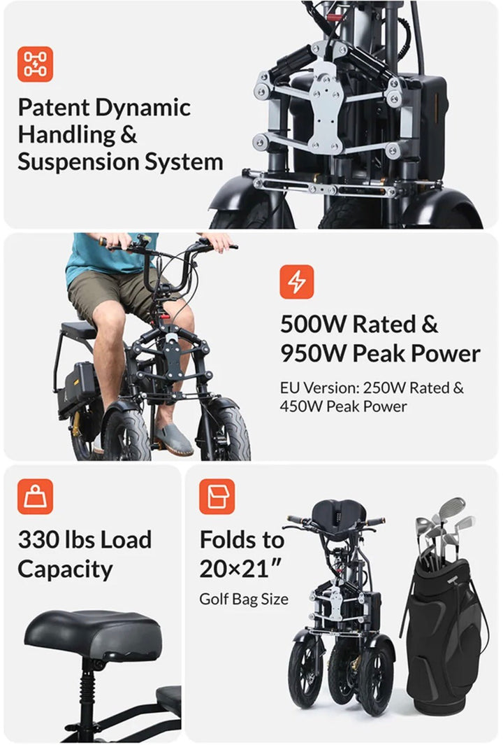 Afreda S8 Stable 3-Wheel Foldable Electric Scooter with App Control Electric Scooters 500W Standard Version 5
