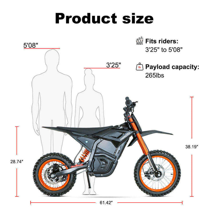 CEMOTO D-Series Electric Dirt Bike 3000W-6000W 53MPH Off-Road Adults Teens Dirt Electric Bikes Black 5