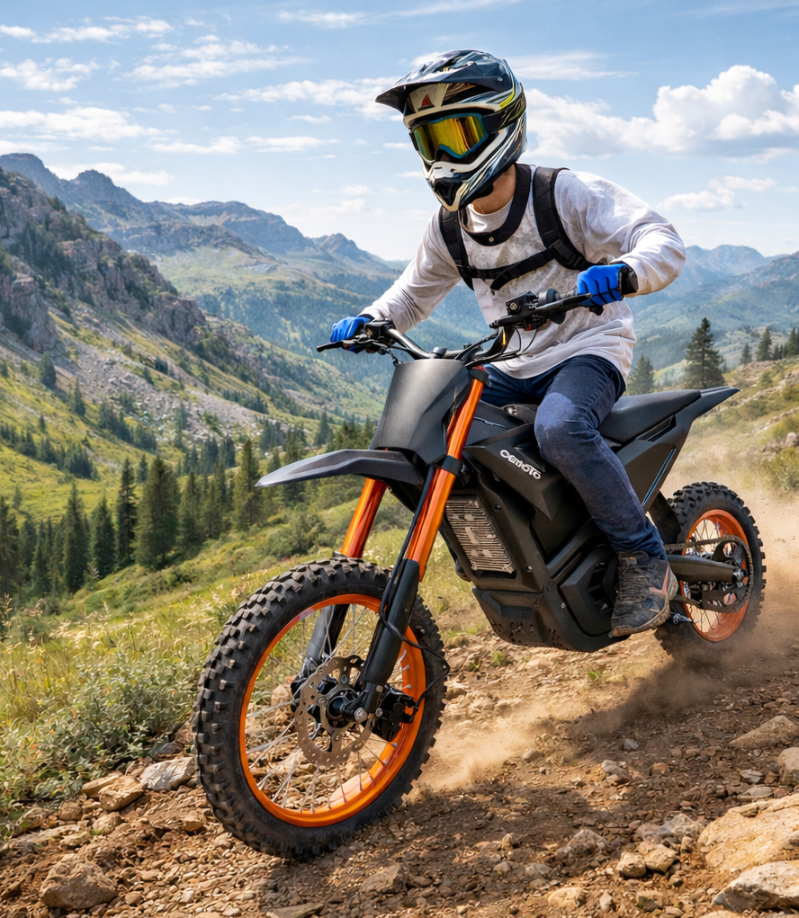 CEMOTO D-Series Electric Dirt Bike 3000W-6000W 53MPH Off-Road Adults Teens Dirt Electric Bikes Black 2