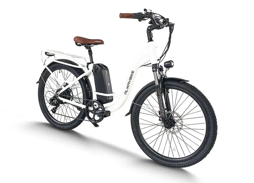 CEMOTO EB40 Electric City Commuter Bike 500W 40 Mile Range Commuter Electric Bikes White 2