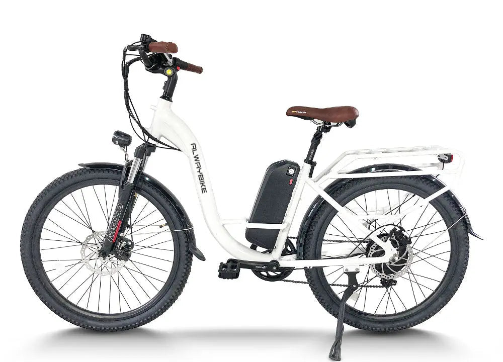CEMOTO EB40 Electric City Commuter Bike 500W 40 Mile Range Commuter Electric Bikes White 3