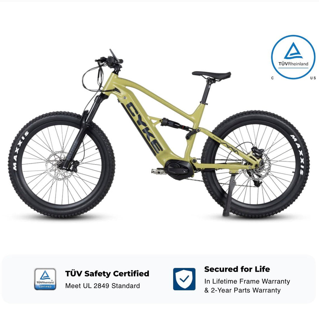 CYKE Falcon A Full Suspension Mountain E-bike Full Suspension Electric Bikes Military Green 5