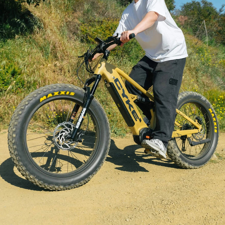 CYKE Falcon X Full Suspension Mountain E-Bike Full Suspension Electric Bikes Desert Yellow 14
