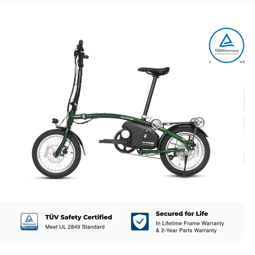 CYKE Kingfisher Mid-Drive Folding eBike Folding Electric Bikes Green 3