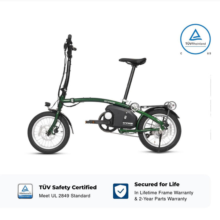 CYKE Kingfisher Mid-Drive Folding eBike Folding Electric Bikes Green 3