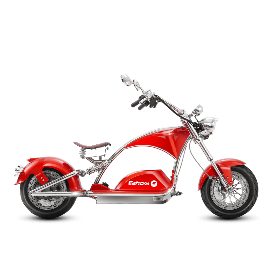 Eahora Chrome M1PS 72V 4000W Harley-Style Electric Chopper Scooter 50MPH Chopper Scooters Vixen Red 9