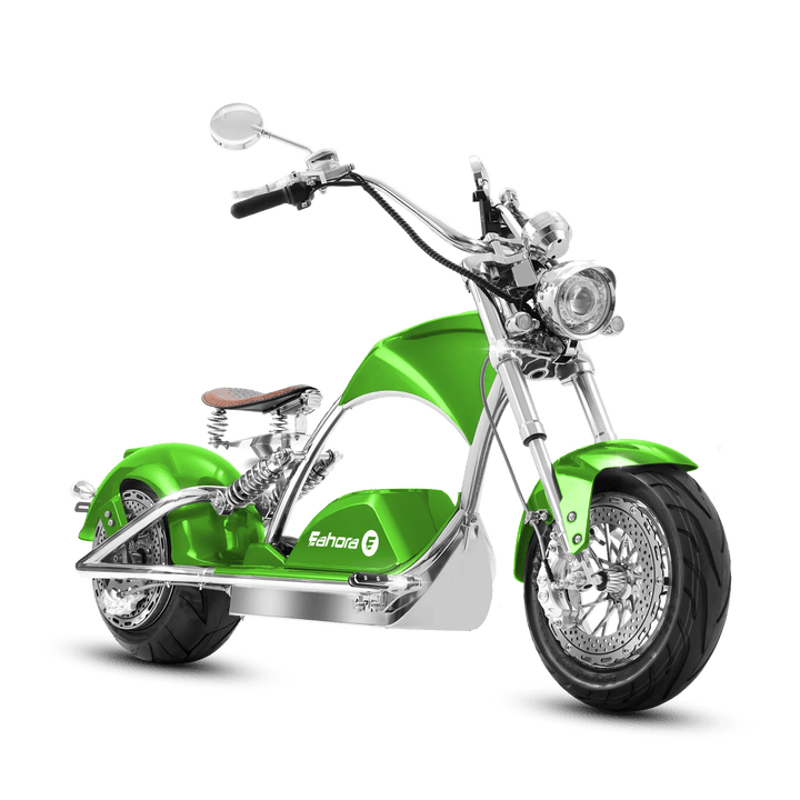 Eahora Chrome M1PS 72V 4000W Harley-Style Electric Chopper Scooter 50MPH Chopper Scooters Apple Green 4