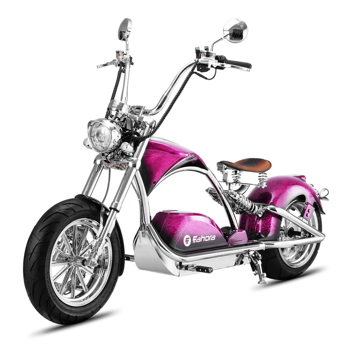 Eahora Chrome M1PS 72V 4000W Harley-Style Electric Chopper Scooter 50MPH Chopper Scooters Vixen Red 15
