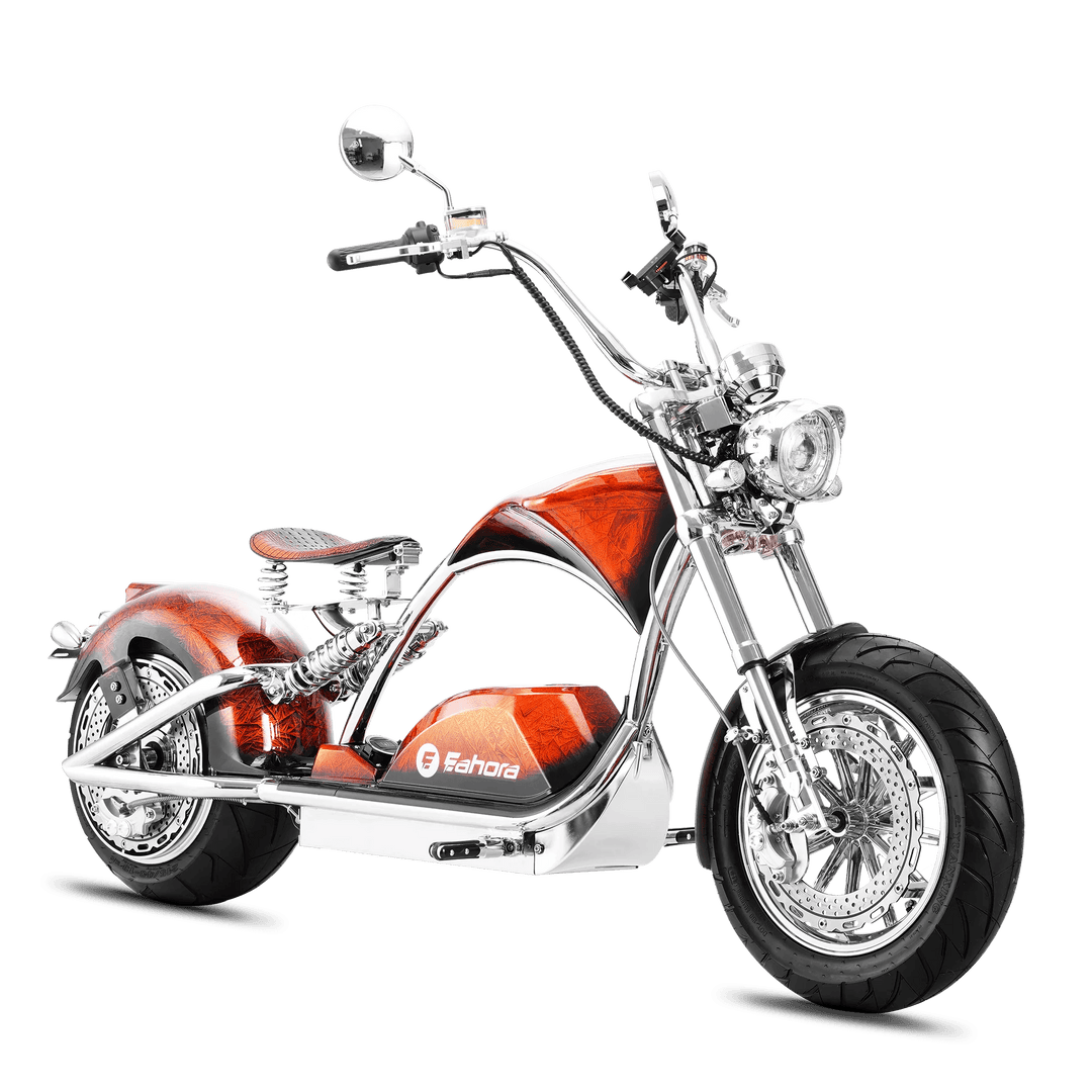 Eahora Chrome M1PS 72V 4000W Harley-Style Electric Chopper Scooter 50MPH Chopper Scooters Burnt Orange 1