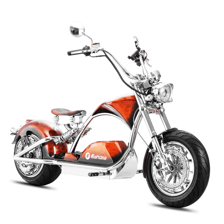 Eahora Chrome M1PS 72V 4000W Harley-Style Electric Chopper Scooter 50MPH Chopper Scooters Burnt Orange 1