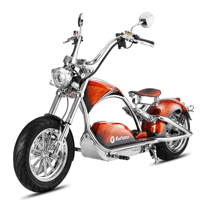 Eahora Chrome M1PS 72V 4000W Harley-Style Electric Chopper Scooter 50MPH Chopper Scooters Vixen Red 12