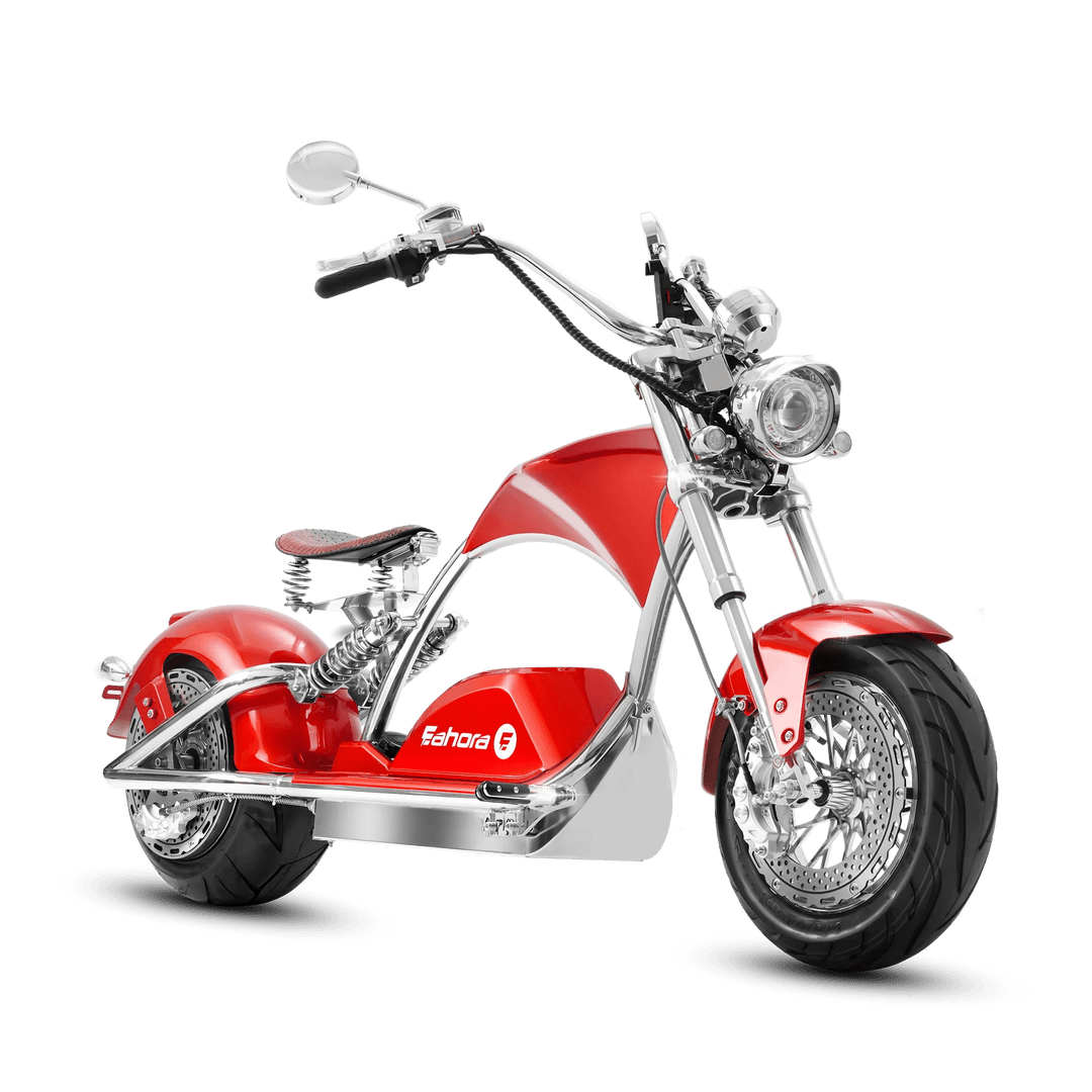 Eahora Chrome M1PS 72V 4000W Harley-Style Electric Chopper Scooter 50MPH Chopper Scooters Red 2