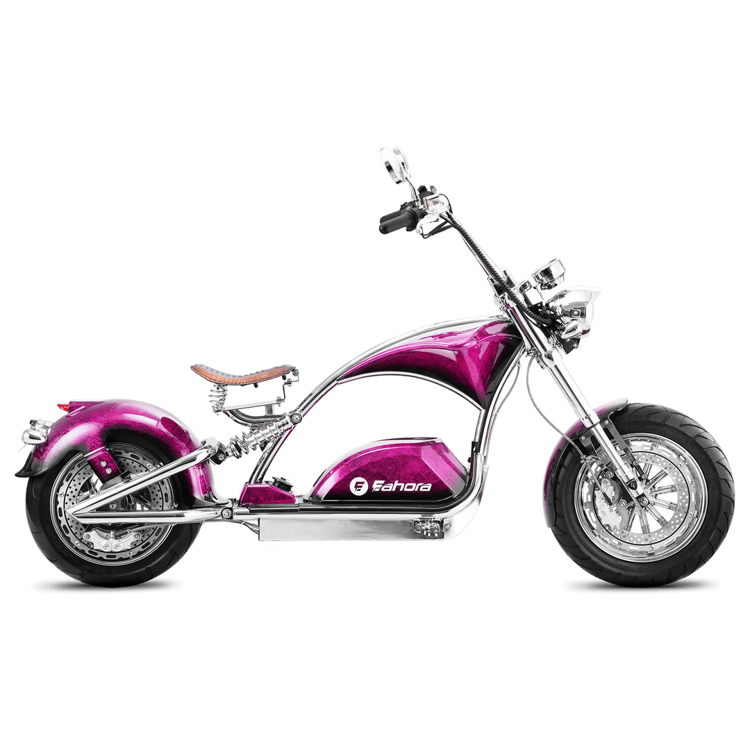 Eahora Chrome M1PS 72V 4000W Harley-Style Electric Chopper Scooter 50MPH Chopper Scooters Vixen Red 16