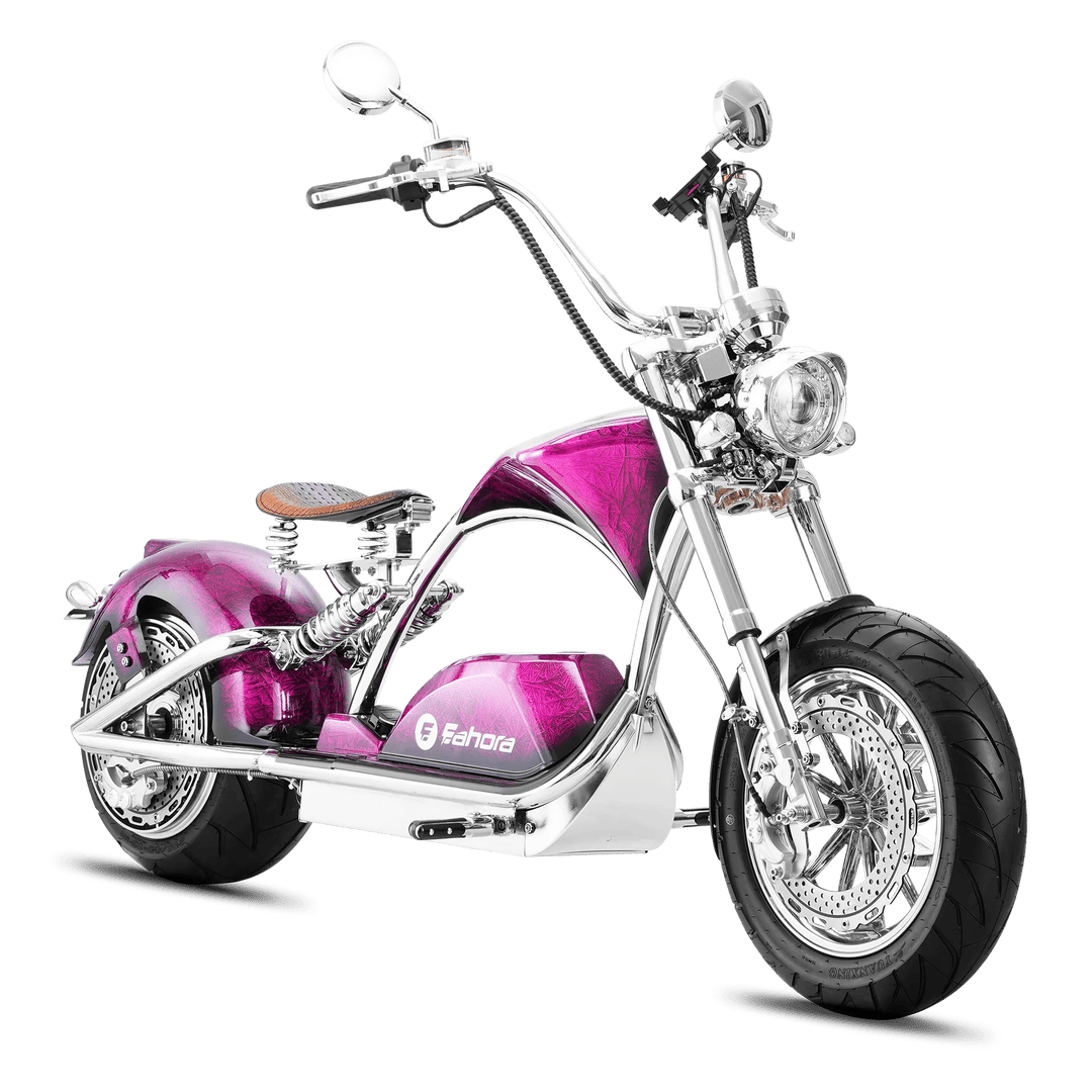 Eahora Chrome M1PS 72V 4000W Harley-Style Electric Chopper Scooter 50MPH Chopper Scooters Vixen Red 6