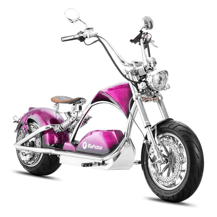 Eahora Chrome M1PS 72V 4000W Harley-Style Electric Chopper Scooter 50MPH Chopper Scooters Vixen Red 6
