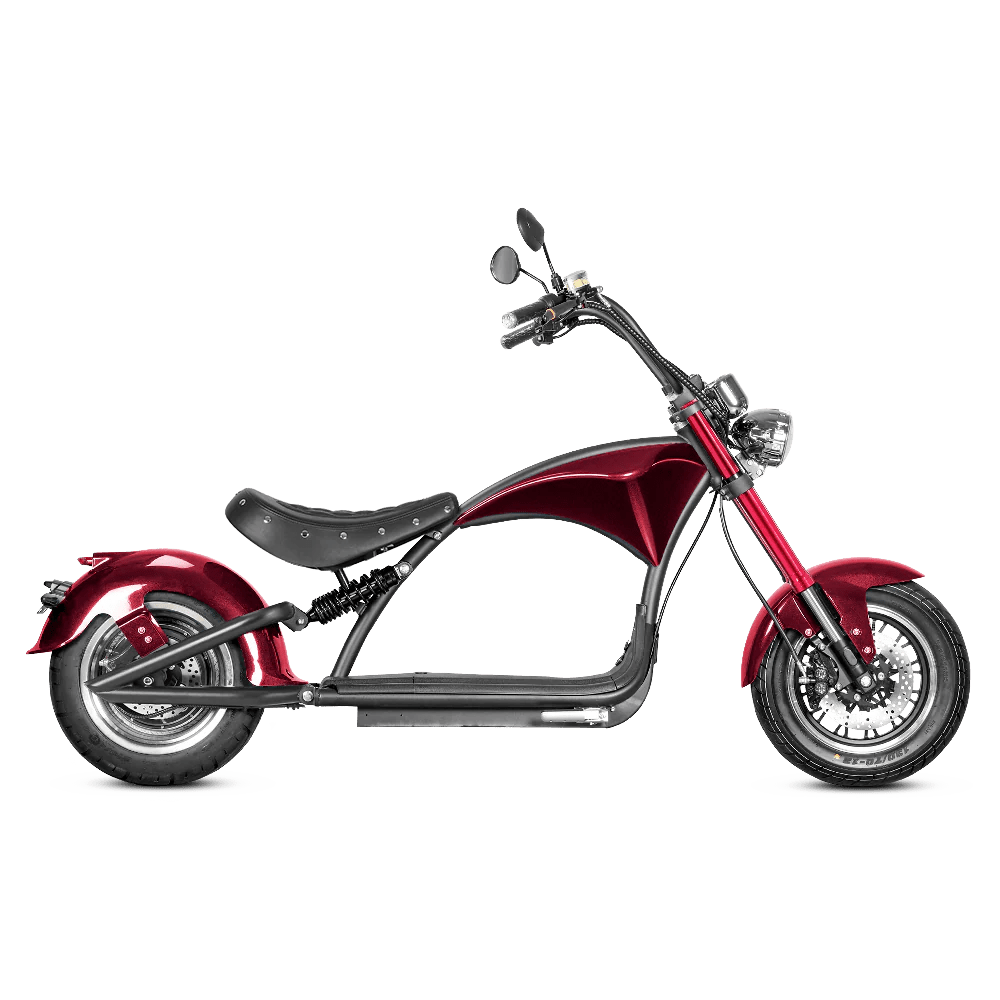Eahora Emars M1P 60V 2000W Fat Tire Moped Scooter 37MPH Chopper Style Chopper Electric Scooters GARNET 19