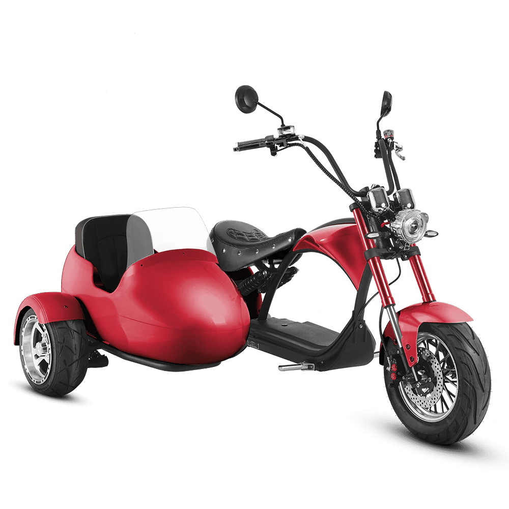 Eahora Emars M1P + Sidecar 60V 2000W Fat Tire Chopper Scooter 37MPH Chopper Electric Scooters RED 10
