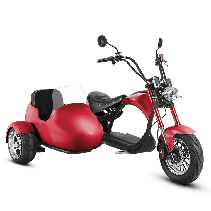 Eahora Emars M1P + Sidecar 60V 2000W Fat Tire Chopper Scooter 37MPH Chopper Electric Scooters RED 10