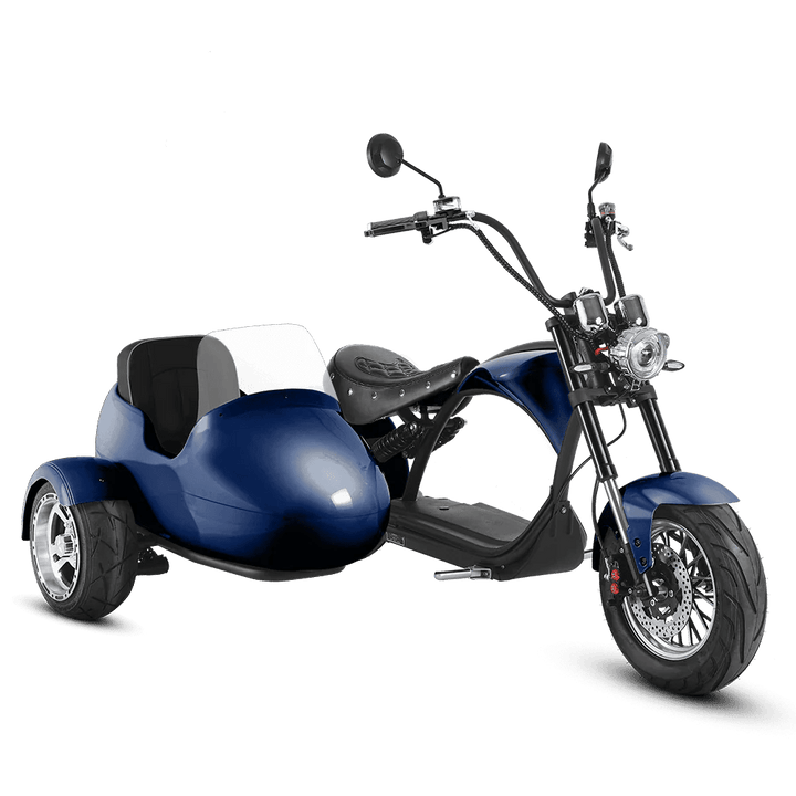 Eahora Emars M1P + Sidecar 60V 2000W Fat Tire Chopper Scooter 37MPH Chopper Electric Scooters Blueberry Blue 4