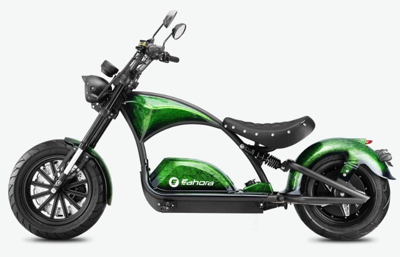 Eahora Knight M1PS 72V 4000W Harley-Style Electric Chopper Scooter 50MPH Chopper Scooters Green 4
