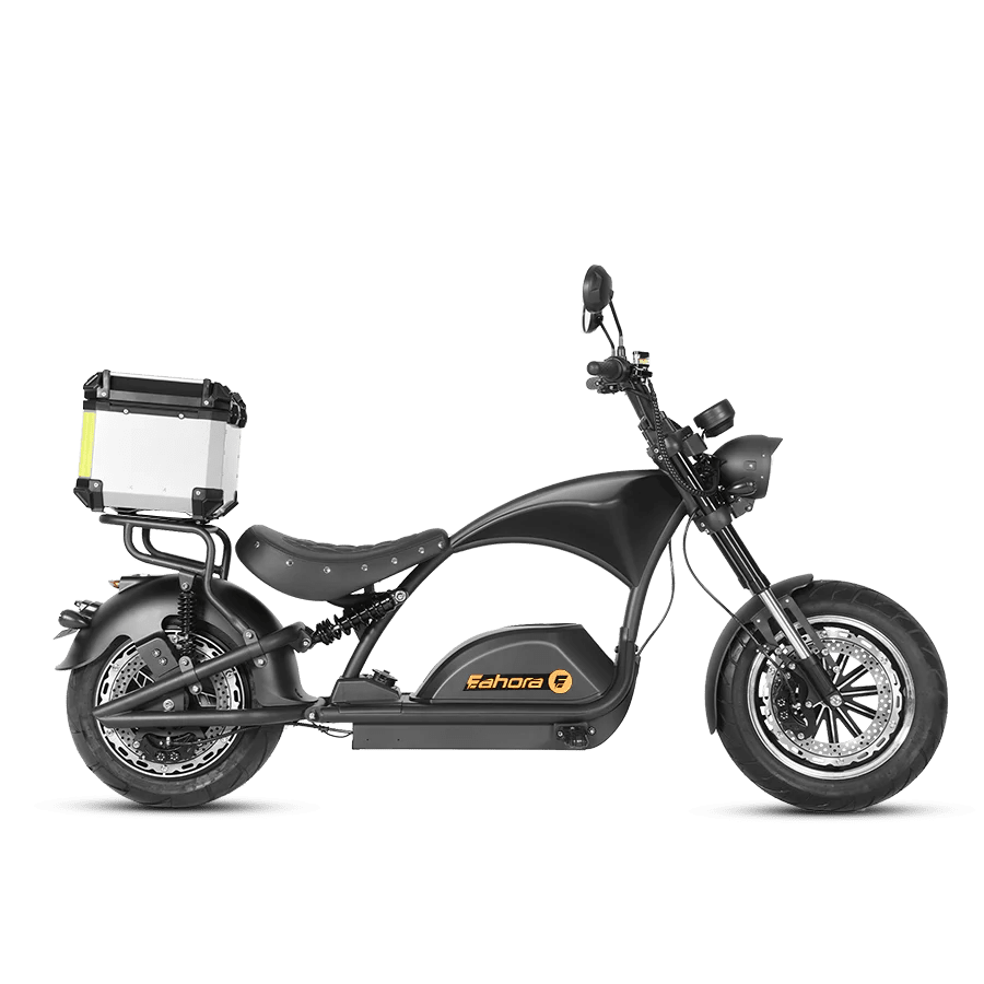 Eahora M1PS + Rear Seat + Tailbox 72V 4000W Harley-Style Chopper 50MPH Chopper Electric Scooters BLACK 2