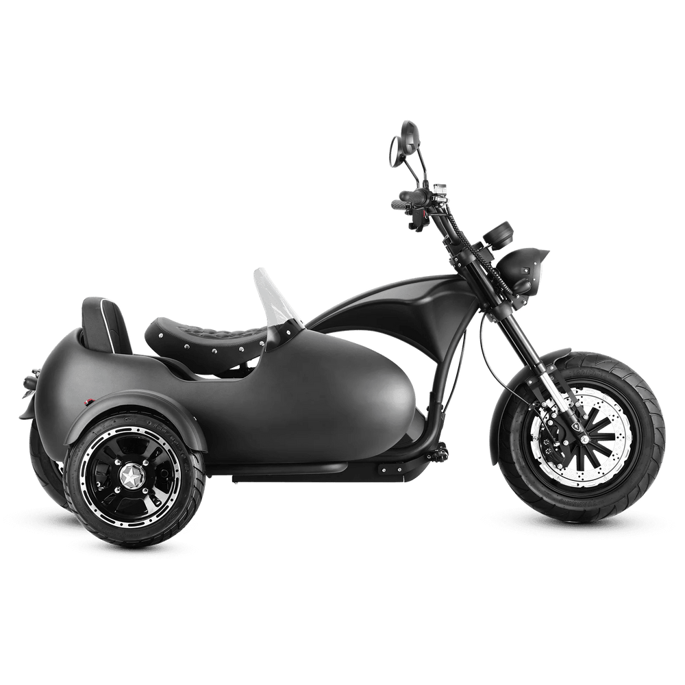 Eahora M1PS + Sidecar 72V 4000W Harley-Style Electric Chopper Scooter 50MPH Chopper Electric Scooters BLACK 2