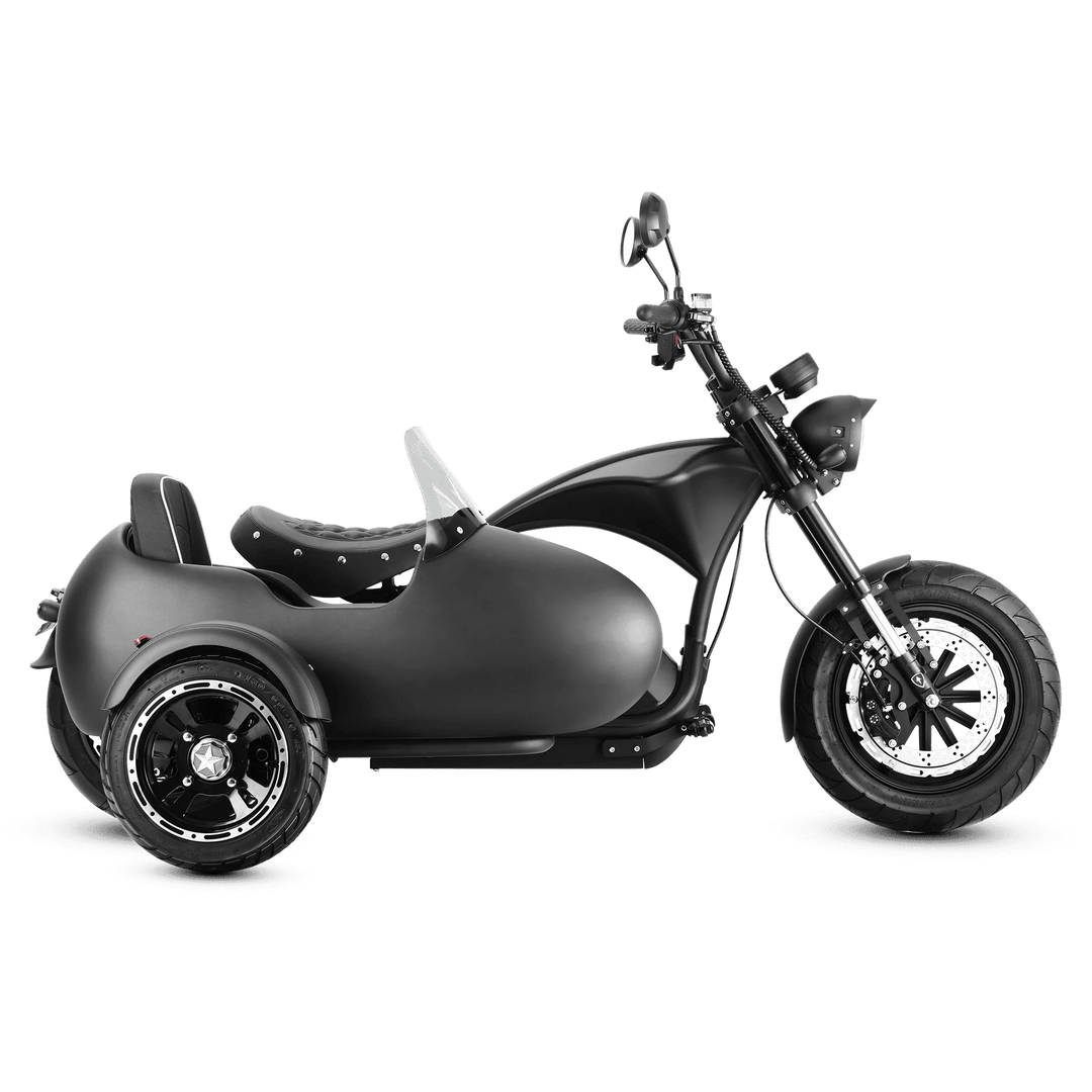 Eahora M1PS + Sidecar 72V 4000W Harley-Style Electric Chopper Scooter 50MPH Chopper Electric Scooters BLACK 2
