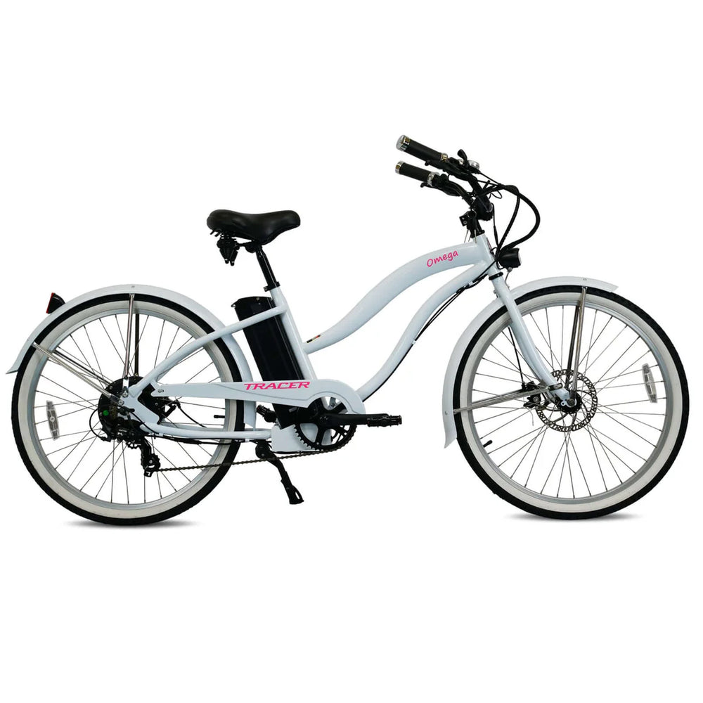 Tracer OMEGA 26" 7 Speed Electric Beach Cruiser Bike for WOMEN 500W - EBike Haul