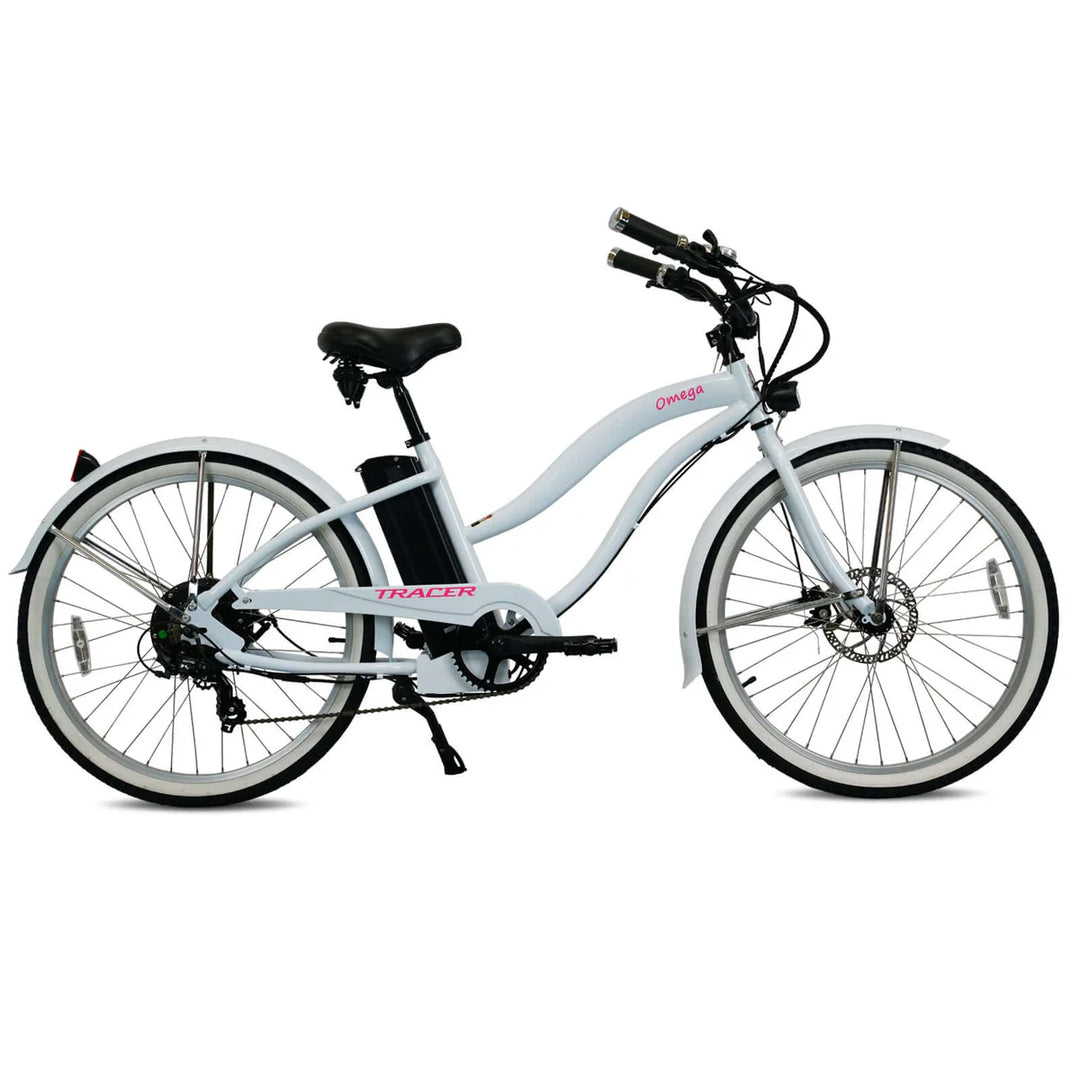 Tracer OMEGA 26" 7 Speed Electric Beach Cruiser Bike for WOMEN 500W