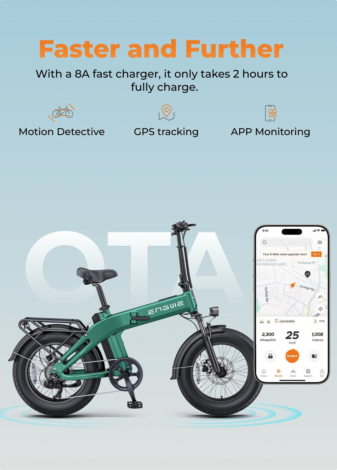 ENGWE EP-2 3.0| Fast Charging Long-Range Foldable Commuter E-Bike Folding Electric Bikes Forest Green 13