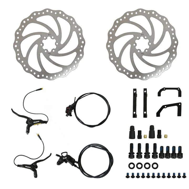EUNORAU 4-Piston Hydraulic Brake Set with 203MM Disc Rotors Eunorau Batteries & Accessories 1