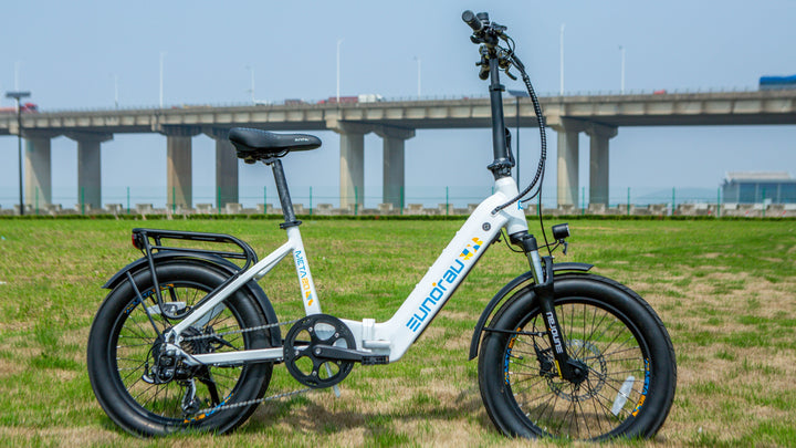 EUNORAU META20 0.1 Foldable Dual Commuter Fat tire EBike Commuter Electric Bikes Alpine White 22