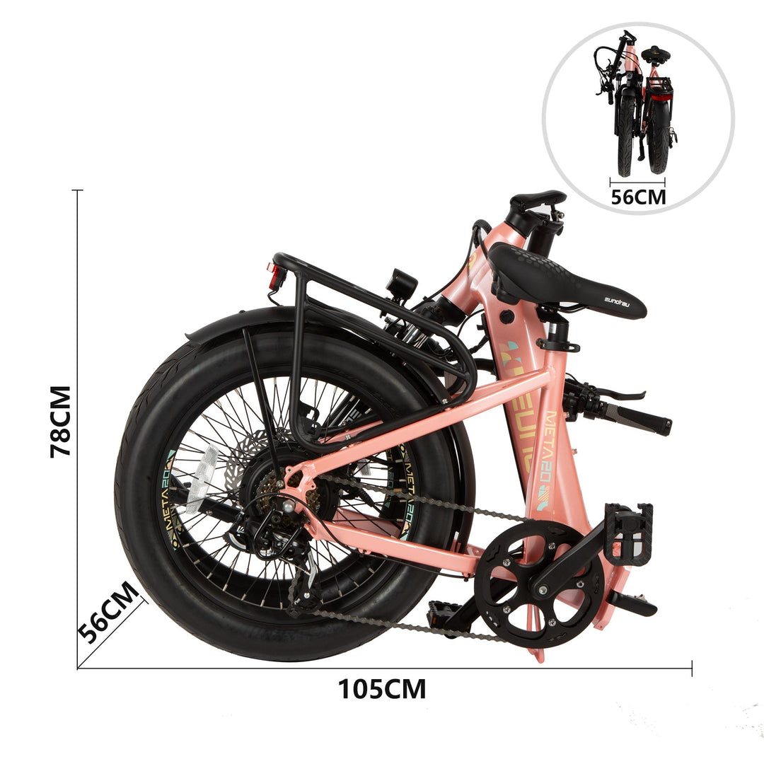 EUNORAU META20 0.1 Foldable Dual Commuter Fat tire EBike Commuter Electric Bikes Alpine White 23