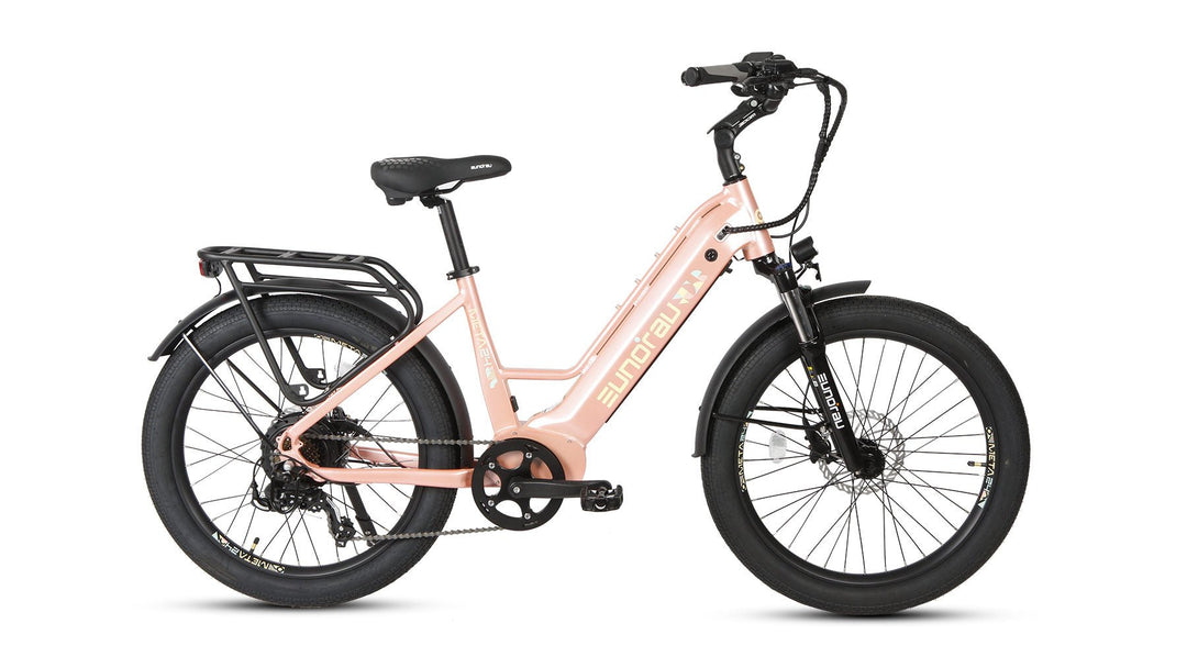 EUNORAU META24 1.0 City Commuter Fat Tire E-Bike Commuter Electric Bikes Deep Crimson 15