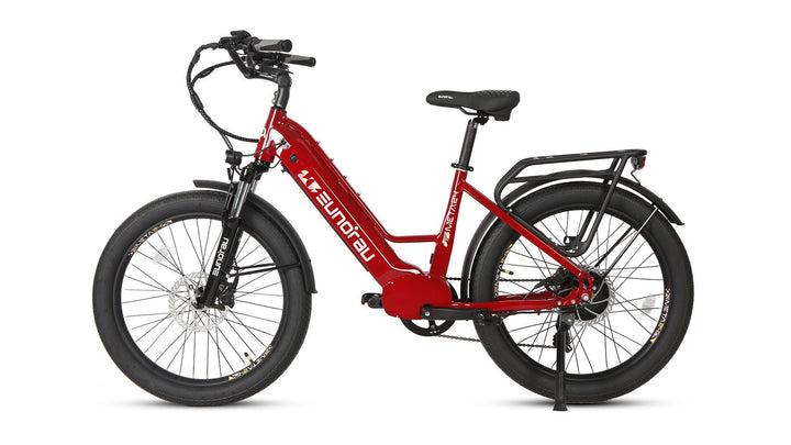 EUNORAU META24 1.0 City Commuter Fat Tire E-Bike Commuter Electric Bikes Deep Crimson 4
